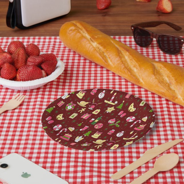 Plato De Papel humor de los navidades, diseño con muchos dulces (Picnic)
