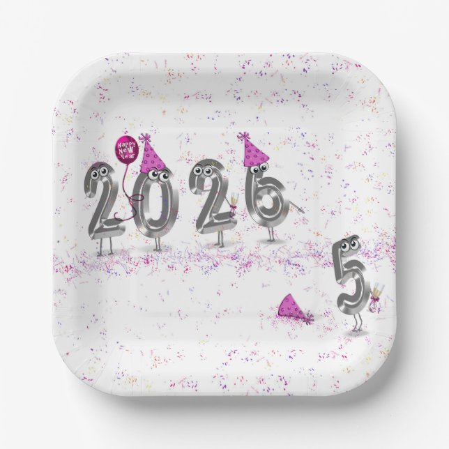 Plato De Papel Humor Fiesta de Año Nuevo 2025 (Anverso)