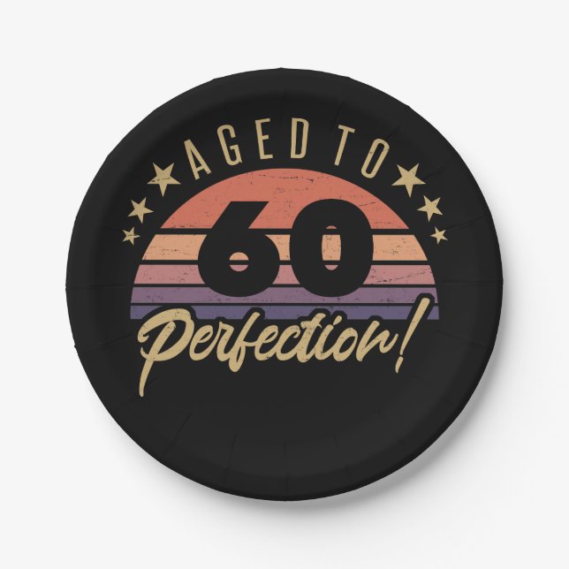 Plato De Papel Humor retro 60 cumpleaños (Anverso)