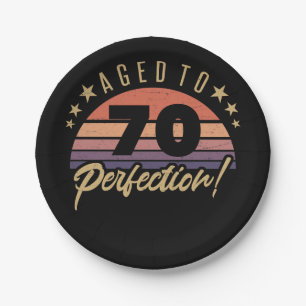 Plato De Papel Humor retro 70 cumpleaños