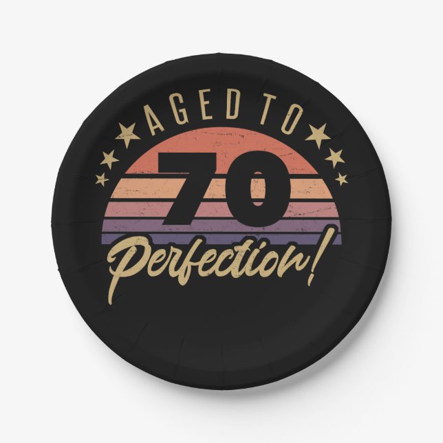 Plato De Papel Humor retro 70 cumpleaños (Anverso)