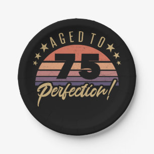 Plato De Papel Humor retro 75 cumpleaños