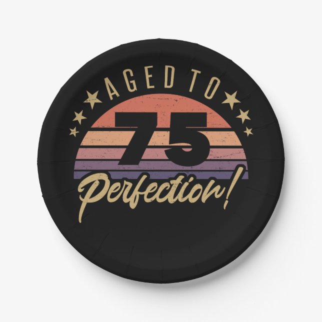 Plato De Papel Humor retro 75 cumpleaños (Anverso)