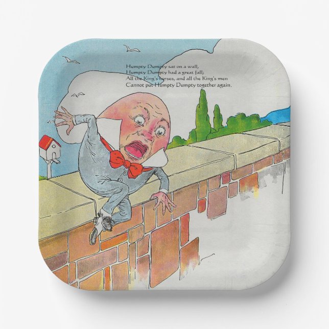 Plato De Papel Humpty Dumpty en la pared madre de oca rima de gua (Anverso)
