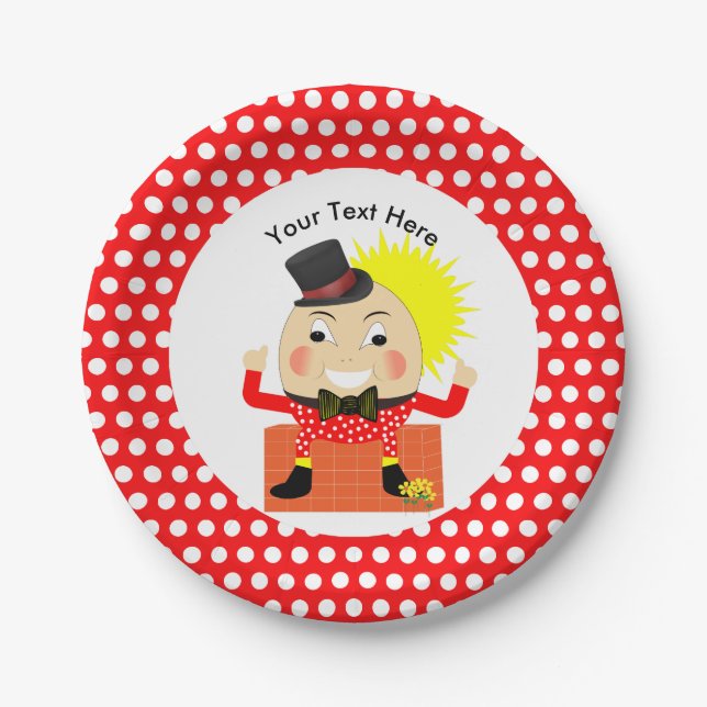 Plato De Papel Humpty Dumpty Nursery Rhyme Cute Personalizado (Anverso)