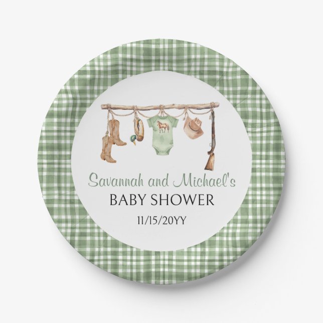 Plato De Papel Hunting Baby Shower | A Little Hunter Baby Shower  (Anverso)