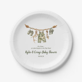 Plato De Papel Hunting Clothesline Camo Boy Baby Shower