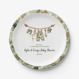 Plato De Papel Hunting Clothesline Camo Boy Baby Shower