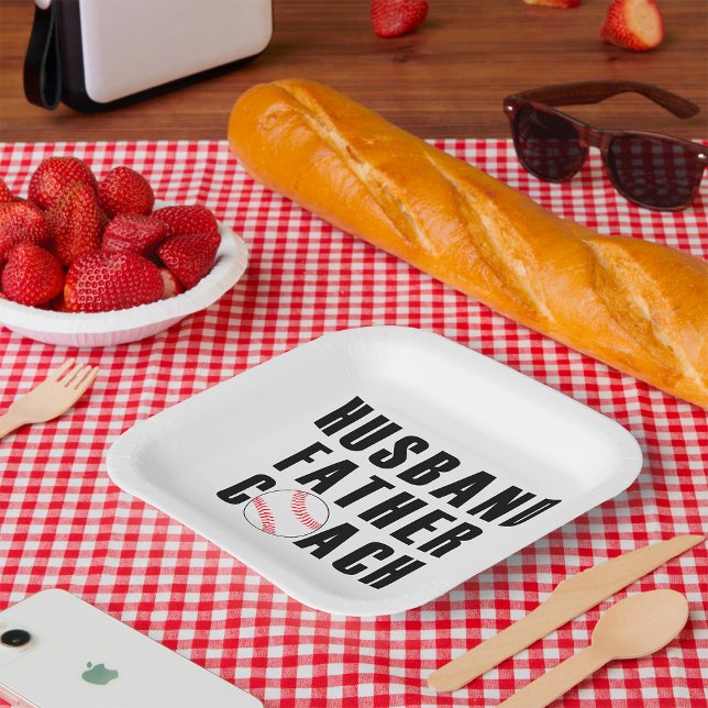 Plato De Papel Husband Father Coach Baseball Dad Quote (Subido por el creador)