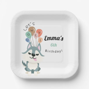 Plato De Papel Husky Birthday Party