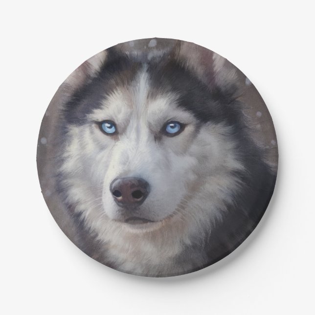 Plato De Papel Husky Siberian (Anverso)