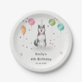 Plato De Papel Husky Sibir Cuppy Dog Kids Fiesta de cumpleaños