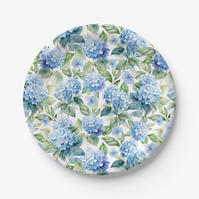 Plato De Papel Hydrangea azul (Anverso)