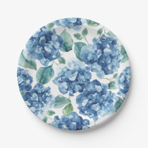 Plato De Papel Hydrangea Blues   Patrón de flores de flores de ac
