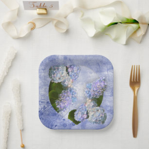 Plato De Papel Hydrangea Elegante 