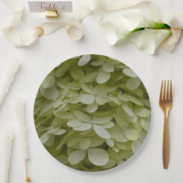 Plato De Papel Hydrangea Floral Celadon Green (Boda)