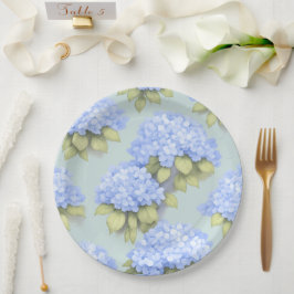 Plato De Papel Hydrangea Plates | Duck Egg Blue Floral Party