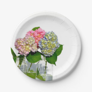 Plato De Papel Hydrangea y Mason jar