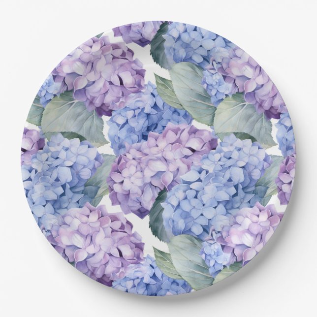 Plato De Papel Hydrangeas (Anverso)