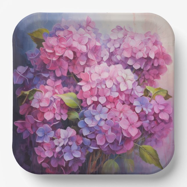 Plato De Papel Hydrangeas (Anverso)