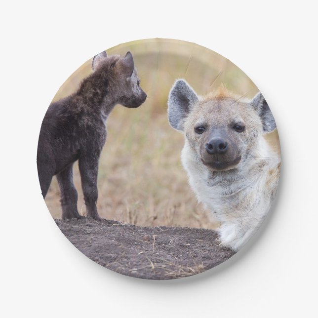 Plato De Papel Hyena con los jóvenes uno (Anverso)
