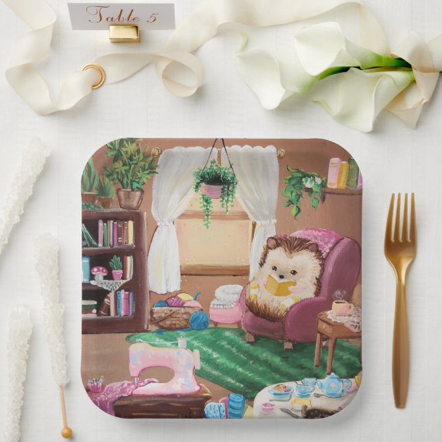 Plato De Papel Hygge Hedgehog (Boda)