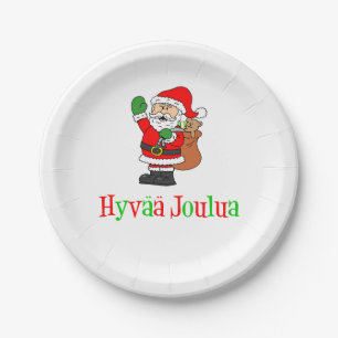 Plato De Papel Hyvaa Joulua Navidades finlandeses Santa