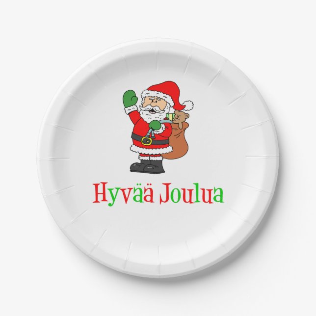 Plato De Papel Hyvaa Joulua Navidades finlandeses Santa (Anverso)