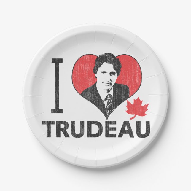 Plato De Papel I corazón Trudeau (Anverso)
