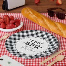 I Do BBQ Black Gingham Custom Wedgram Monograma