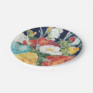 Plato De Papel I floral de medianoche