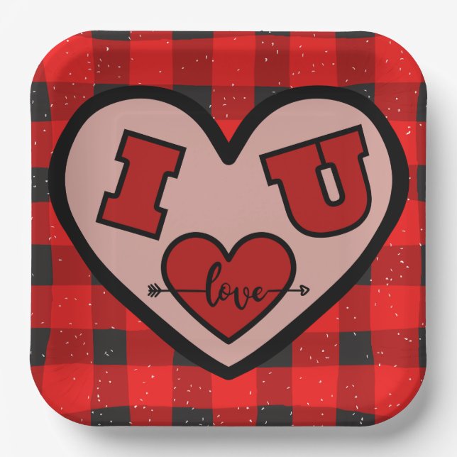 Plato De Papel I H U I Love You Buffalo Placa de papel (Anverso)