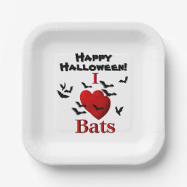 Plato De Papel I Heart Bats Happy Halloween