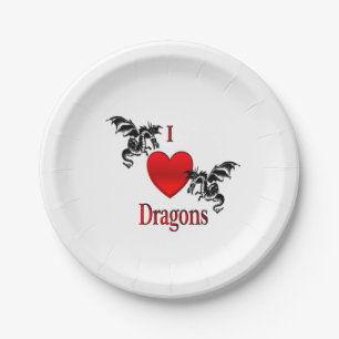 Plato De Papel I Heart Dragons