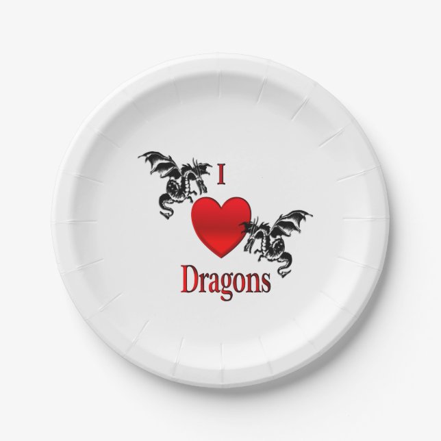 Plato De Papel I Heart Dragons (Anverso)