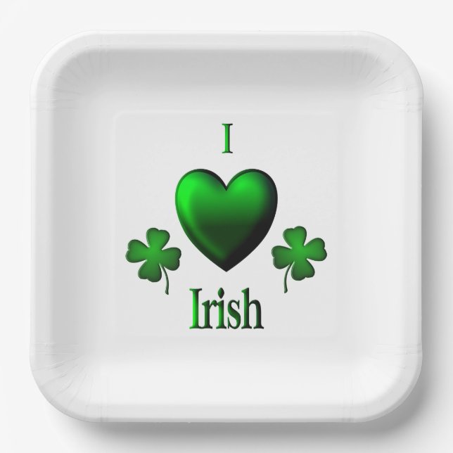 Plato De Papel I Heart Irish (Anverso)