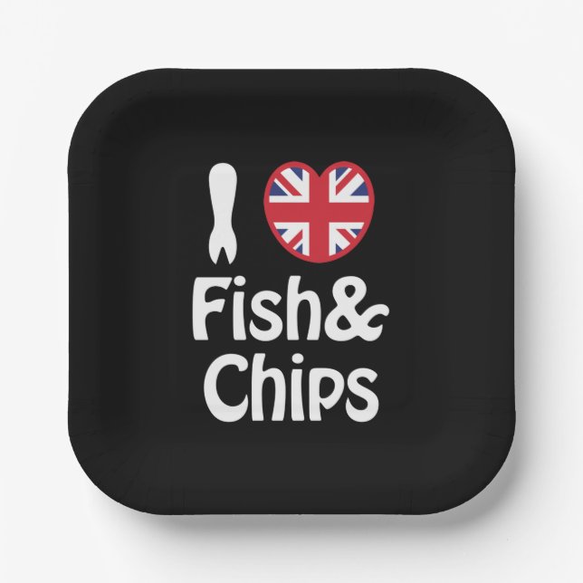 Plato De Papel I Heart [Love] Fish & Chips Bandana (Anverso)