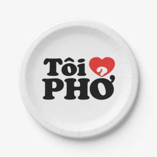 Plato De Papel I Heart (Love) Pho (Tôi + PHỞ) Idioma Vietnamita