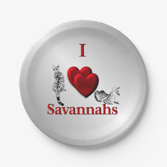 Plato De Papel I Heart Savannah Cat Silver (Anverso)