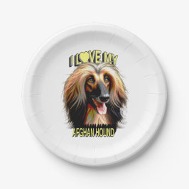 Plato De Papel I Love My Afghan Hound – Elegant Dog Lover Design