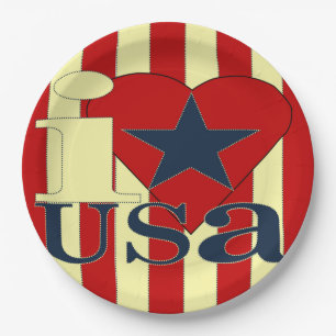 Plato de papel I Love USA