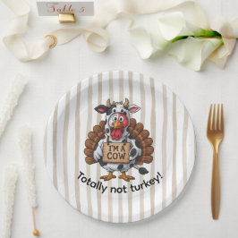 Plato De Papel I’m a Cow Turkey | Funny Thanksgiving Disguise