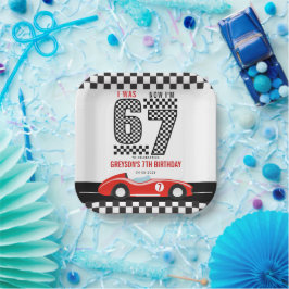 Plato De Papel I Was 6 Now I'm 7 Race Car Boy Birthday Party