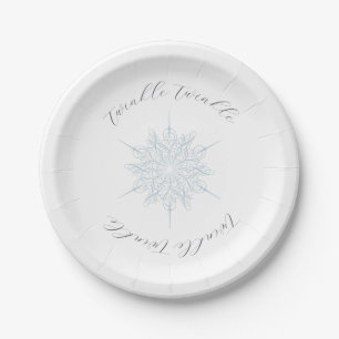 Plato De Papel Ice Blue Snowflake Twinkle Twinkle