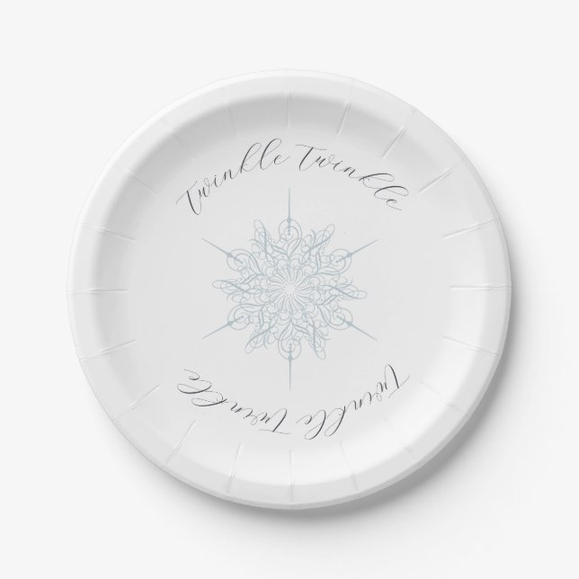 Plato De Papel Ice Blue Snowflake Twinkle Twinkle (Anverso)