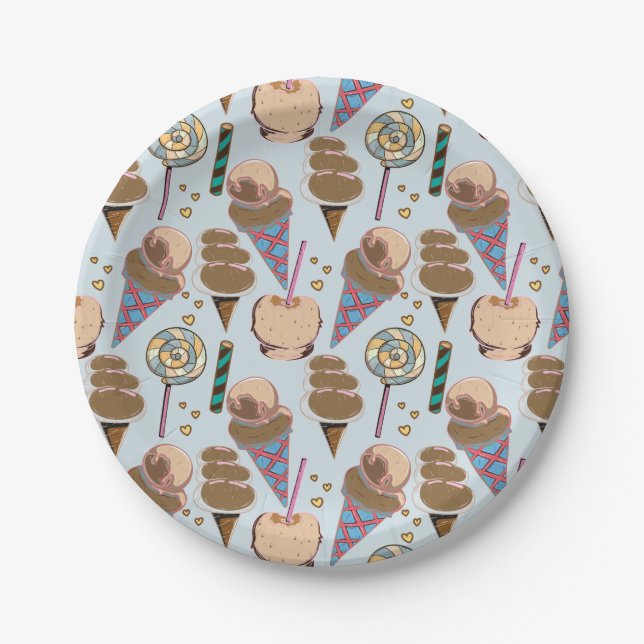 Plato De Papel Ice cream pattern | Lollies pattern | lollipop 25 (Anverso)