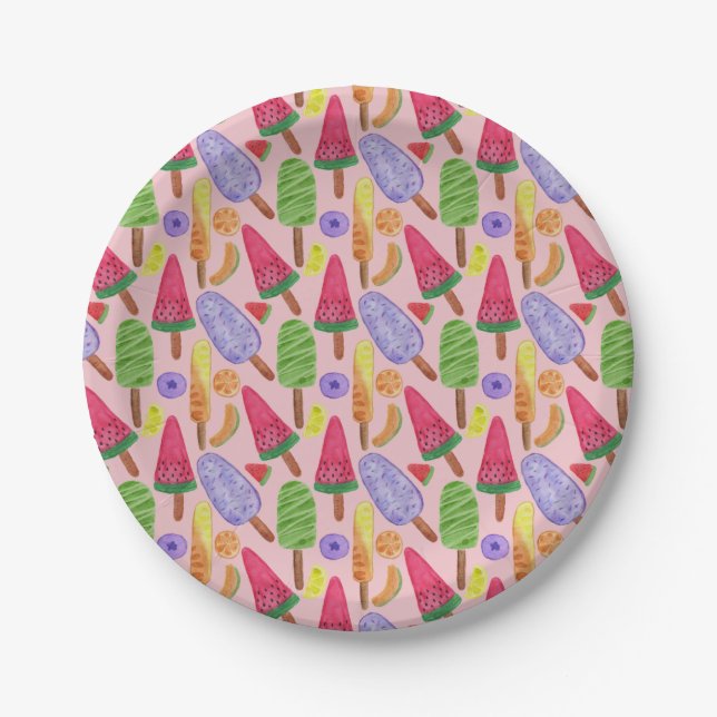 Plato De Papel Ice cream pattern | Lollies pattern | lollipop 5 (Anverso)