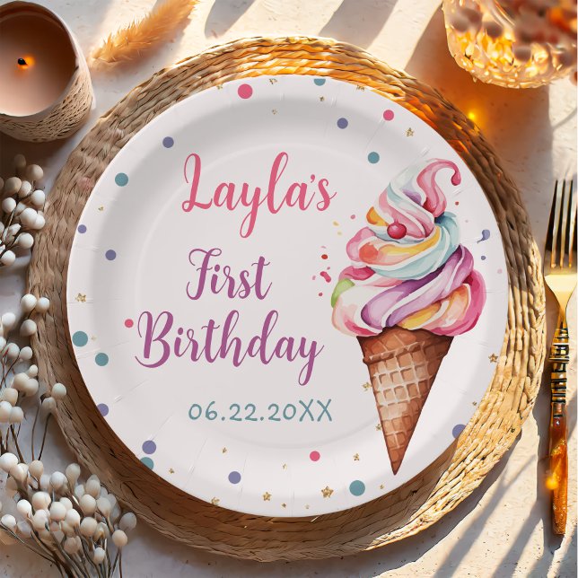Plato De Papel Ice Cream Primer Fiesta de Cumpleaños (Subido por el creador)