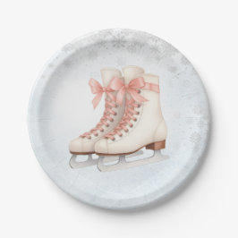 Plato De Papel Ice Skating Teen Birthday Pink Bow Paper Plates