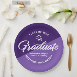 Plato De Papel Icono de gorra de graduación con letra negrita y r